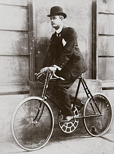 10327510
� Science Museum Archive
C S Rolls sitting on a bicycle 'geared to 180�, c 1902.