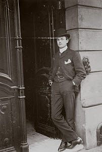 10327039
� Science Museum Archive
C S Rolls standing in a doorway wearing a bowler hat and suit, c 1902.
