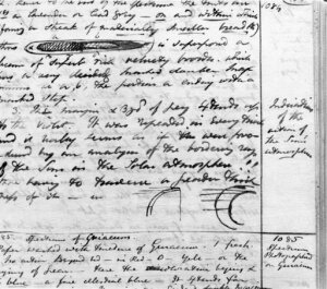 10317948
� Science Museum
John Herschel's drawing of a spectrum, c 1830s.