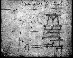 10284198
� Science Museum Archive
Sketch of a spring-loaded safety valve from Hackworth's note-book, 1827-1828.