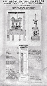 10199658
&copy; Science Museum
The great hydraulic press raising the tubes of the Britannia bridge, c.1846.