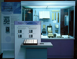 10325721
&copy; Science Museum
Napier's bones case from the 'Getting Your Sums Right' exhibition, April 2001.