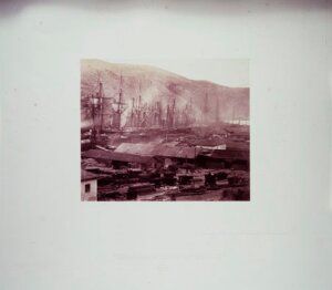 10454121
&copy; Royal Photographic Society
'Railway Sheds and Workshop, Balaklava', 1855.