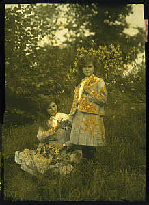 10406165
Autochrome of two young ladies with matching hair and outfits, c 1910.