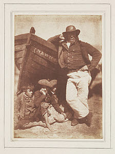 10471772
&copy; Royal Photographic Society
James (Sandy) Linton with his sons and his boat, Newhaven, Scotland, c 1844.