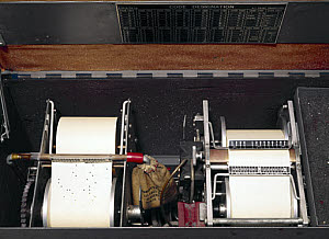 10233876
&copy; Science Museum
Inside view of a Royal-Typer automated typewriter, 1960s.