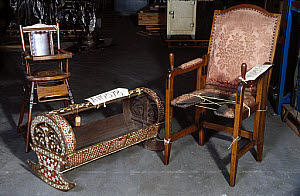 10288892
© Science Museum
A collapsible parturition chair, a child's high chair and a cradle, 1701-1830. 10288892
© Science Museum
A collapsible parturition chair, a child's high chair and a cradle, 1701-1830.