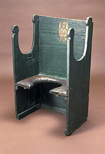 10284363
© Science Museum
The 'Miraculous Chair of Palermo', parturition chair, early 18th century. 10284363
© Science Museum
The 'Miraculous Chair of Palermo', parturition chair, early 18th century.