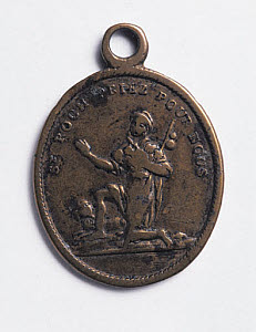 10318763
&copy; Science Museum
Oval amulet designed to protect against cholera, 19th century.