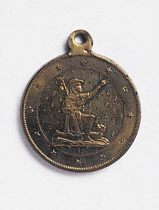 10318764
&copy; Science Museum
Brass amulet designed to protect against cholera, French, 1820-1880.