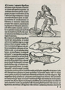 10436809
&copy; Science Museum Library
Aquarius and the water carrier and Pisces the fish, 1489.