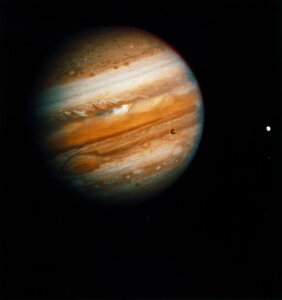10300015
&copy; NASA
The planet Jupiter, photographed by Voyager 2, 1979.