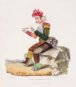 10422284
&copy; Science Museum Pictorial
�The Minerologist�, hand-coloured aquatint, 1830.