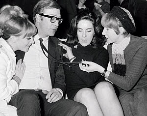 10547408
&copy; Manchester Daily Express
Caine with Julie foster, Eleanor Bron and Cilla Black. May 1967.