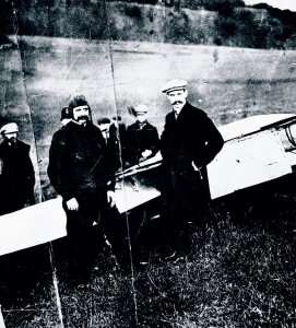10249808
&copy; NMeM Daily Herald Archive
Louis Bleriot, French aviator, 1909.
