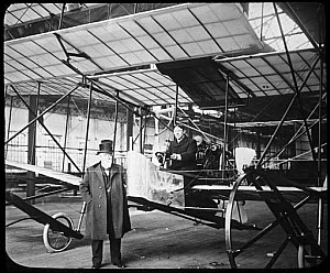 10423908
&copy; Science Museum
Sir Hiram Stevens Maxim with his 1910 aeroplane that never flew, c 1910.