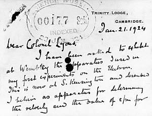 10305011
&copy; Science Museum
Letter from Sir Joseph J Thomson, English physicist , 1924.