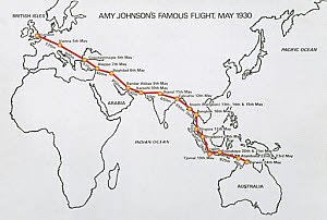 10304814
&copy; Science Museum
Amy Johnson's flight route, May 1930.