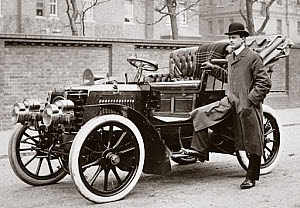 10318522
&copy; Science Museum Archive
C S Rolls standing beside a 20 hp Panhard motor car, 1903