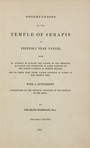 10438625
Title page to �Observations on the Temple of Serapis�, 1847.