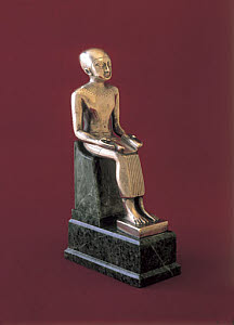 10284931
&copy; Science Museum
Statuette of Imhotep seated, Egyptian, c 600-501 BC.