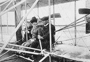 10319548
&copy; Science Museum
Wilbur Wright and Madame Hart Berg seated in a flying machine, early 1900s.
