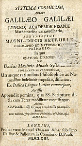 10322065
&copy; Science Museum Library
Title page of 'Cosmic System' by Galileo, 1663.