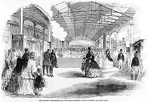 10324767
&copy; Science Museum
Queen Victoria at London King's Cross station, mid-19th century.