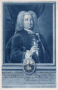 10400180
&copy; Science Museum Pictorial
Johann Weinmann, German pharmacologist and botanical illustrator, c 1730s.