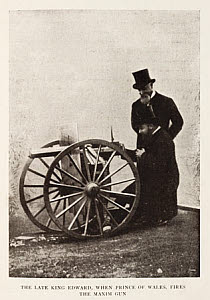 10462296
&copy; Science Museum
King Edward and Hiram Maxim with the Maxim gun.
