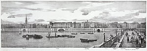 10423122
&copy; Science Museum Pictorial
View from St Martin-in-the-Fields to Waterloo Bridge, London, 1825.