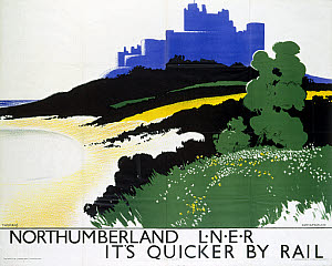 10173339
'Northumberland: It�s Quicker by Rail�, LNER poster, 1934.