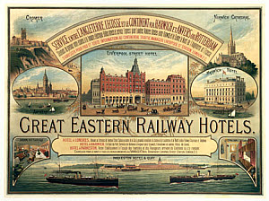 10311576
&copy; NRM - Pictorial Collection
'Great Eastern Railway Hotels', GER poster, c 1884-1890.