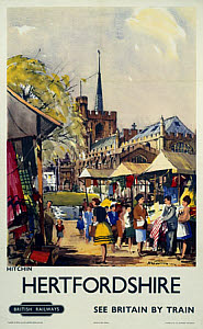 10170692
'Hitchin, Hertfordshire - See Britain by Train', BR (ER) poster, c 1955-1965.