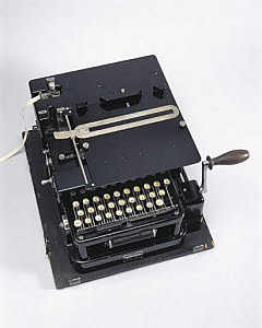10305938
Typex Mk III cypher machine for field use, late 1930s.