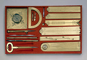 10302639
&copy; Science Museum
Set of mathematical instruments, c 1701.