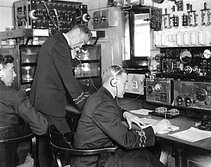 10321373
Officials in the wireless room on the 'Viceroy of India', 19 Febuary 1934.