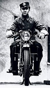 10250392
&copy; NMeM Daily Herald Archive
Motorcycle telegram messenger, c 1930s.