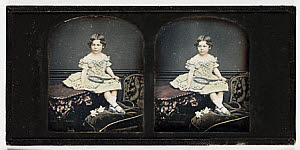 10435422
Stereo-daguerreotype of a young girl, c 1855.