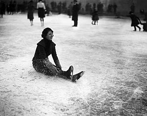 10321448
&copy; NMeM Daily Herald Archive
Woman ice skater falling over at Wimbledon, London, 27 January 1932.