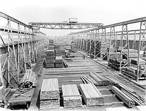 10444491
&copy; National Railway Museum
Timber at Earlestown Carriage and Wagon Works, Merseyside, c 1927.