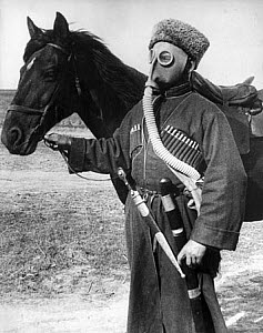 10458093
&copy; Manchester Daily Express
Cossack in a gas mask, November 1938.