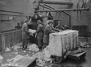 10318497
&copy; Science Museum Archive
Bale breaking at stores, Dornock, Gretna munitions factory, Scotland, 4 July 1918.
