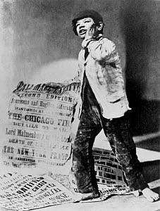 10319598
&copy; Science Museum
Newspaper boy with placard, 1871.