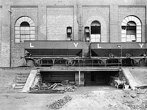 10444598
&copy; National Railway Museum
Coal wagons outside Formby power station, Merseyside, 13 March 1911.