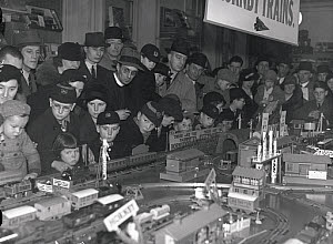 10316128
&copy; NMeM Daily Herald Archive
Model trains at Gamages department store, London, 16 December 1936.