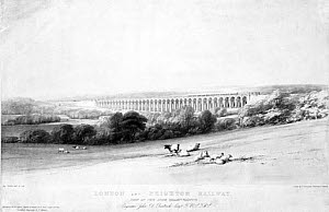 10328311
&copy; Science Museum Pictorial
�View of the Ouse Viaduct', London & Brighton Railway, c 1841.