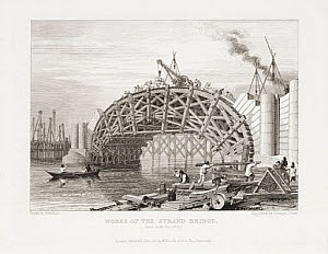 10418138
&copy; Science Museum Pictorial
�Works of the Strand Bridge�, London, 1815.