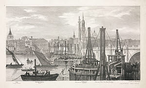 10418150
&copy; Science Museum Pictorial
Driving piles for the new London Bridge, c 1827.