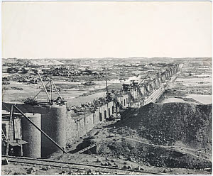 10417953
&copy; Science Museum Pictorial
�South side of dam, from west bank�, Aswan, Egypt, January 1902.
